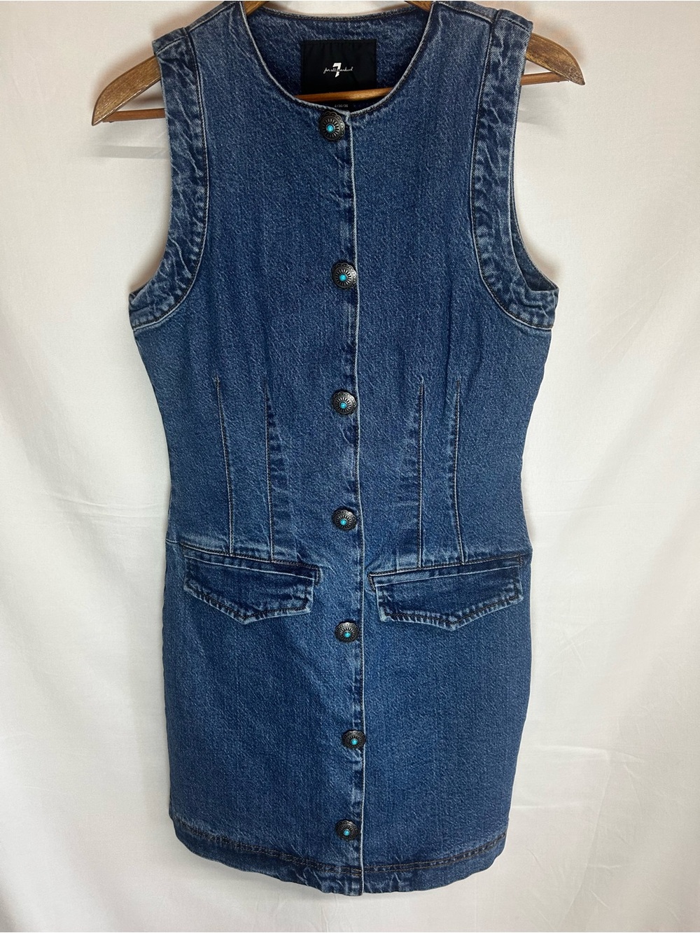 7 for all mankind new with tags -Front button Denim Dress size 4- Dark Blue